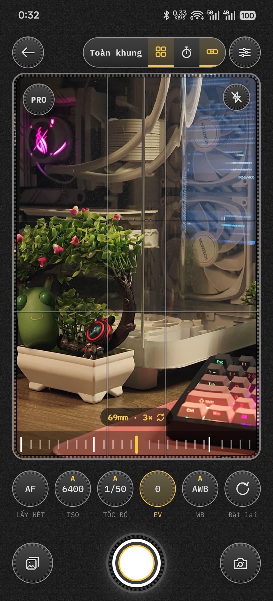 Camera Pro · phơi sáng trong ứng dụng TonesVibe