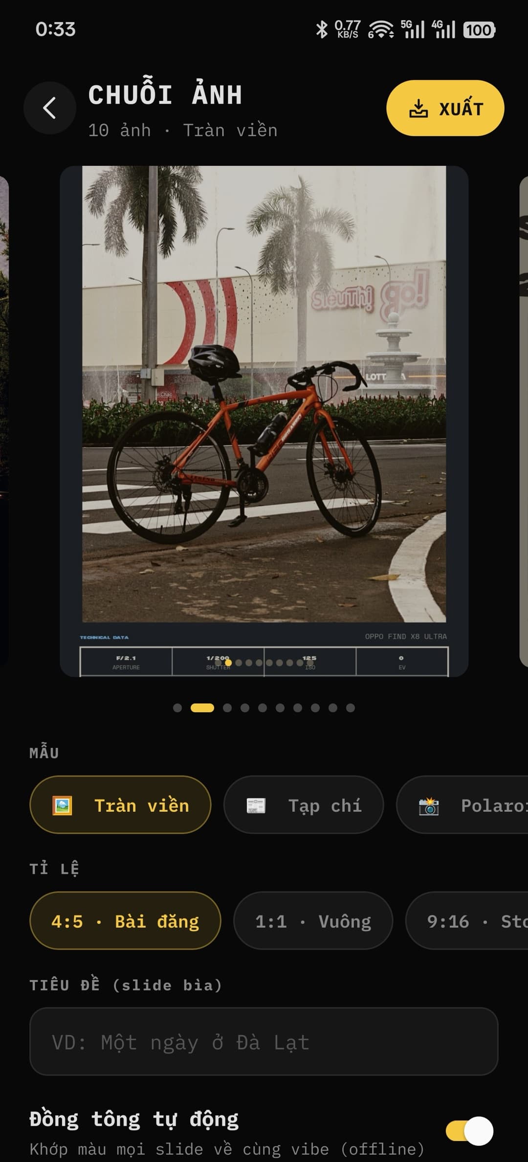 Chuỗi ảnh / Carousel trong ứng dụng TonesVibe