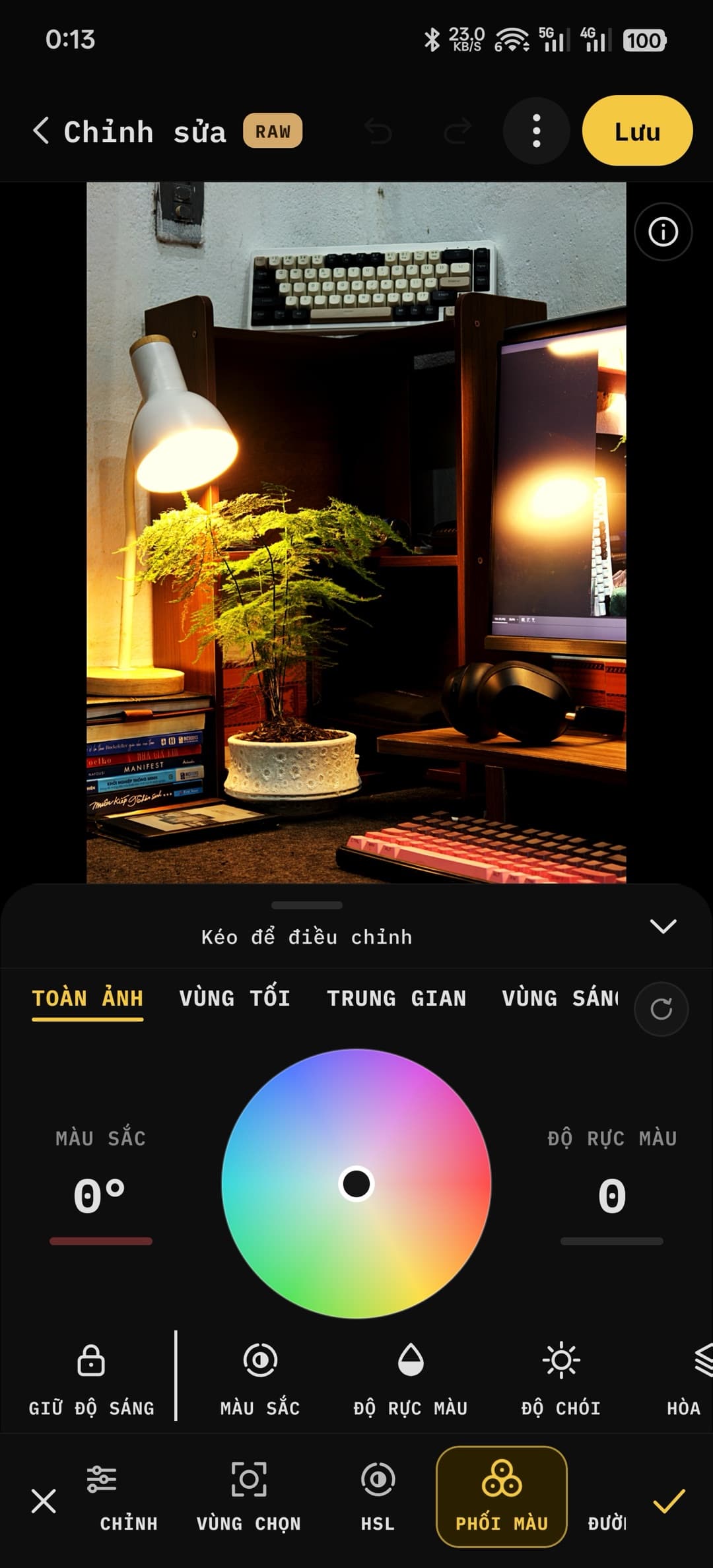 Phối màu theo vùng sáng trong ứng dụng TonesVibe