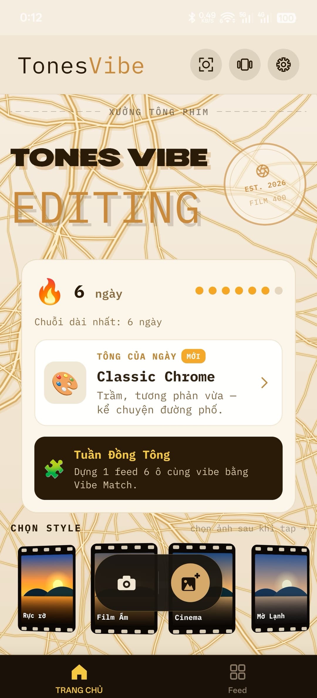Trang chủ TonesVibe với Tông của ngày và dải phong cách phim
